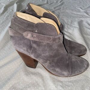 Rag & Bone Harrow Leather Strap Ankle Boots In Cemento Suede Size 41 US 10.5